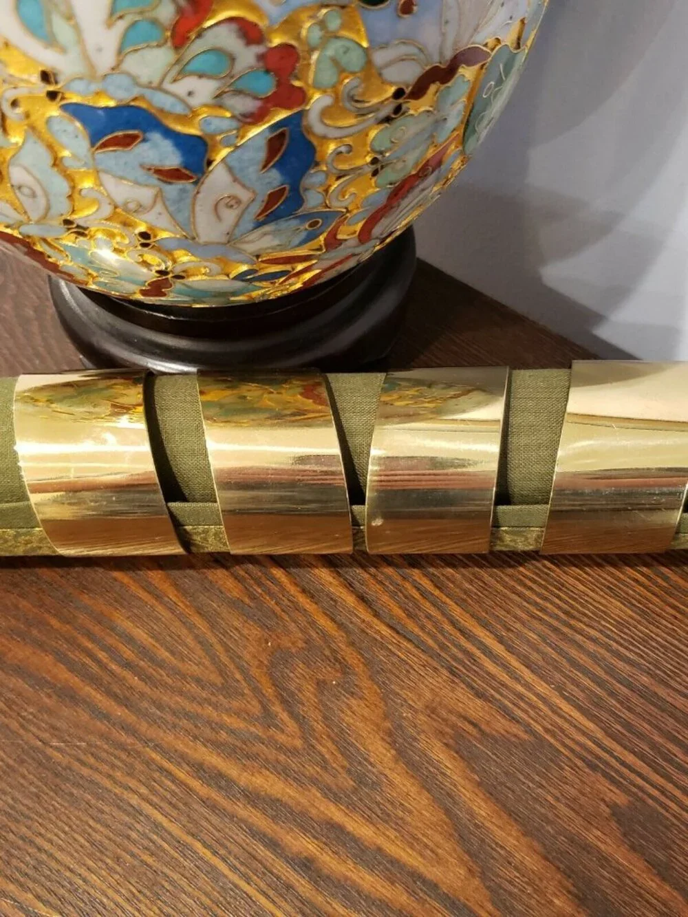 Vintage Slanted Brass Napkin Rings Lot Set of 4 READ